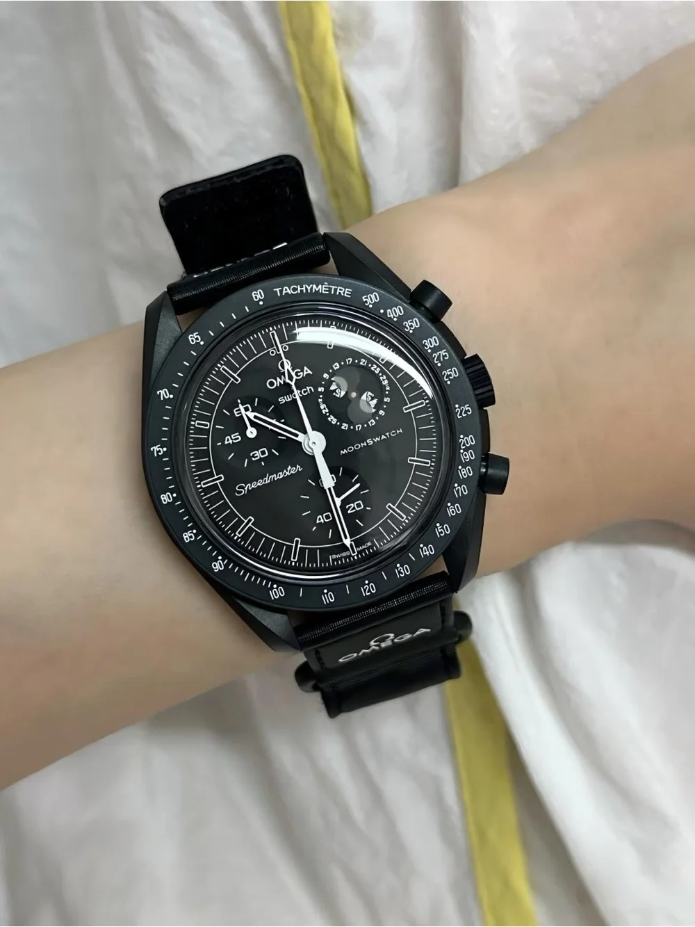 Swatch Omega MoonSwatch White and Black Chronograph Watch Set